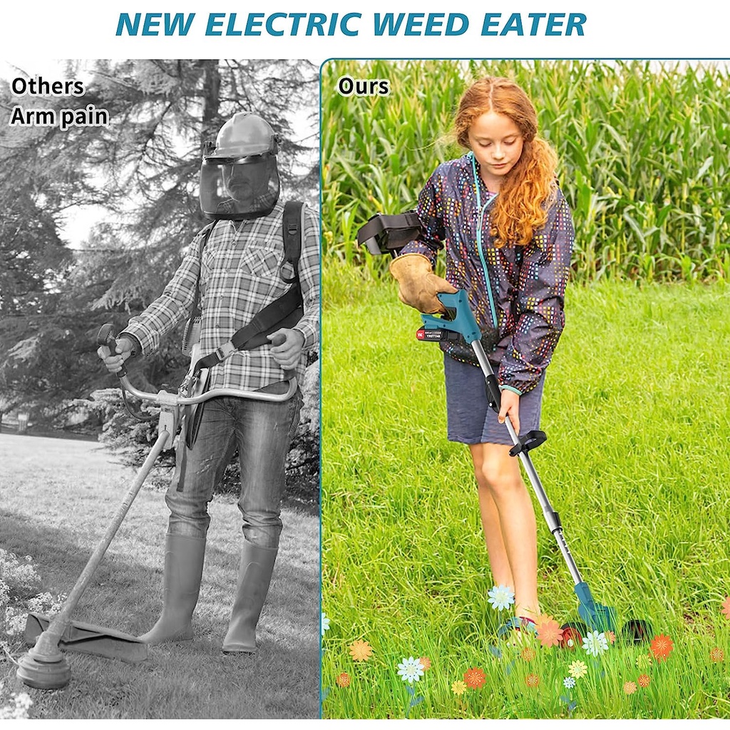 Dagmara Mesin Pemotong Rumput Tanpa Kabel RPM Tinggi Mesin Potong Rumput Cordless Lawn Mower Electric Grass Trimmer with Li-ion Batteries