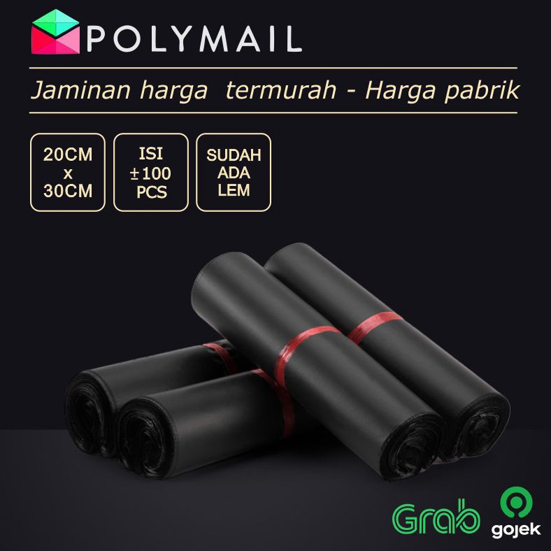 

8.8 SALE POLYMAILER ±100PCS 20x30CM HITAM SUPER EKONOMIS PLASTIK POLYMAILER ECO BLACK