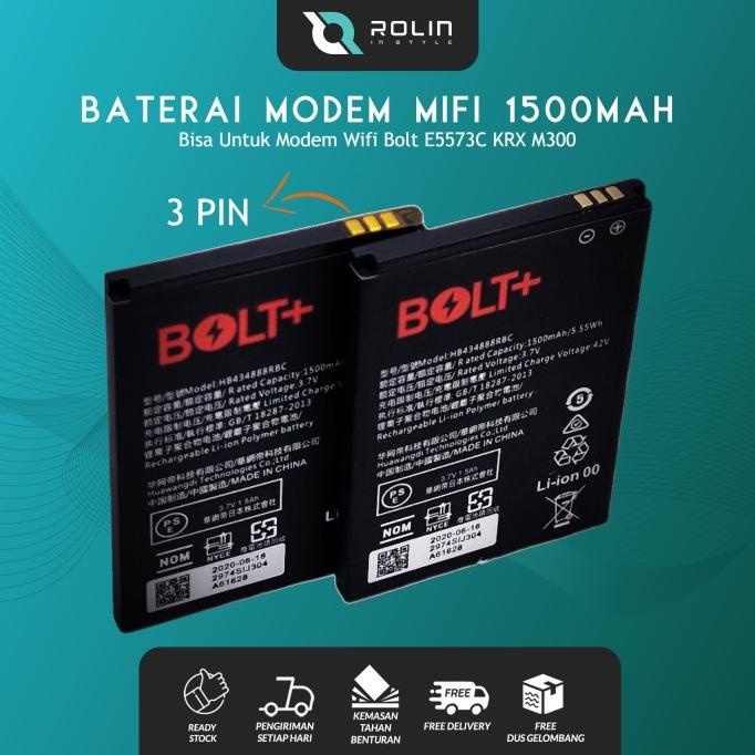 Baterai Modem Mifi Bolt E5573C + Krx M300 - Baterai 1500Mah - 3Pin
