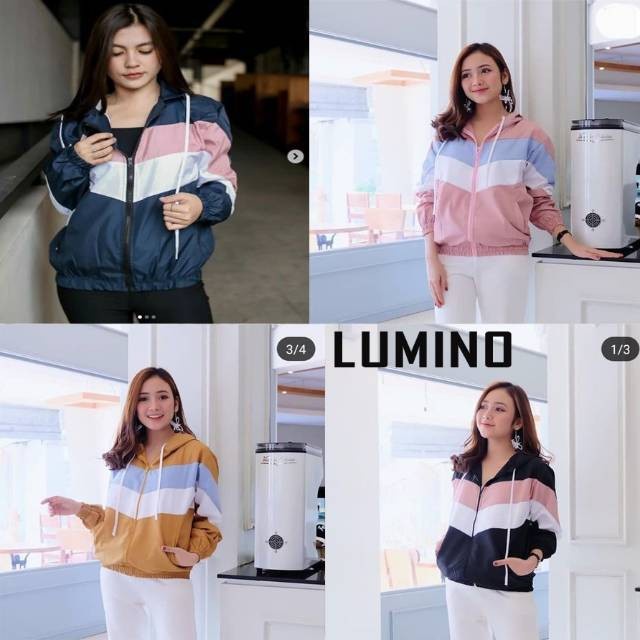 CUCI GUDANG Jaket Wanita Korea Parasut Baseball Lumino Waterproof Anti Air