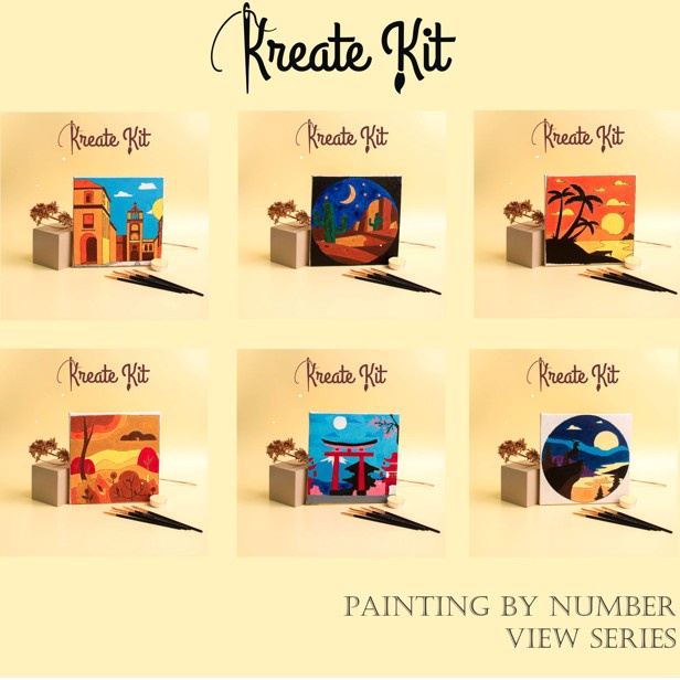 

Best Seller Paint By Number 20X20Cm Scenery Series [Kreate Kit] Diy Painting Kit