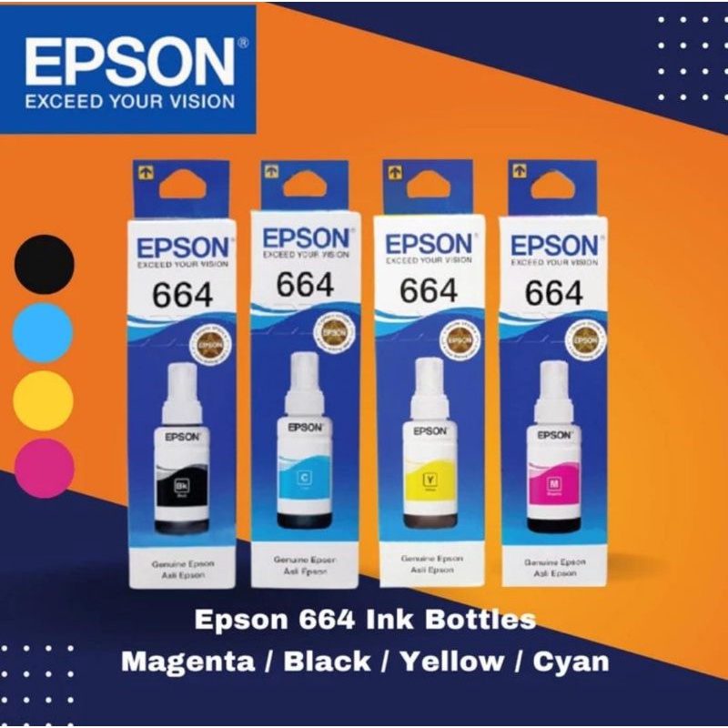 Tinta Epson 664 (1Set) Refill Ink Printer L100 L120 L200 L210 L360 L1800
