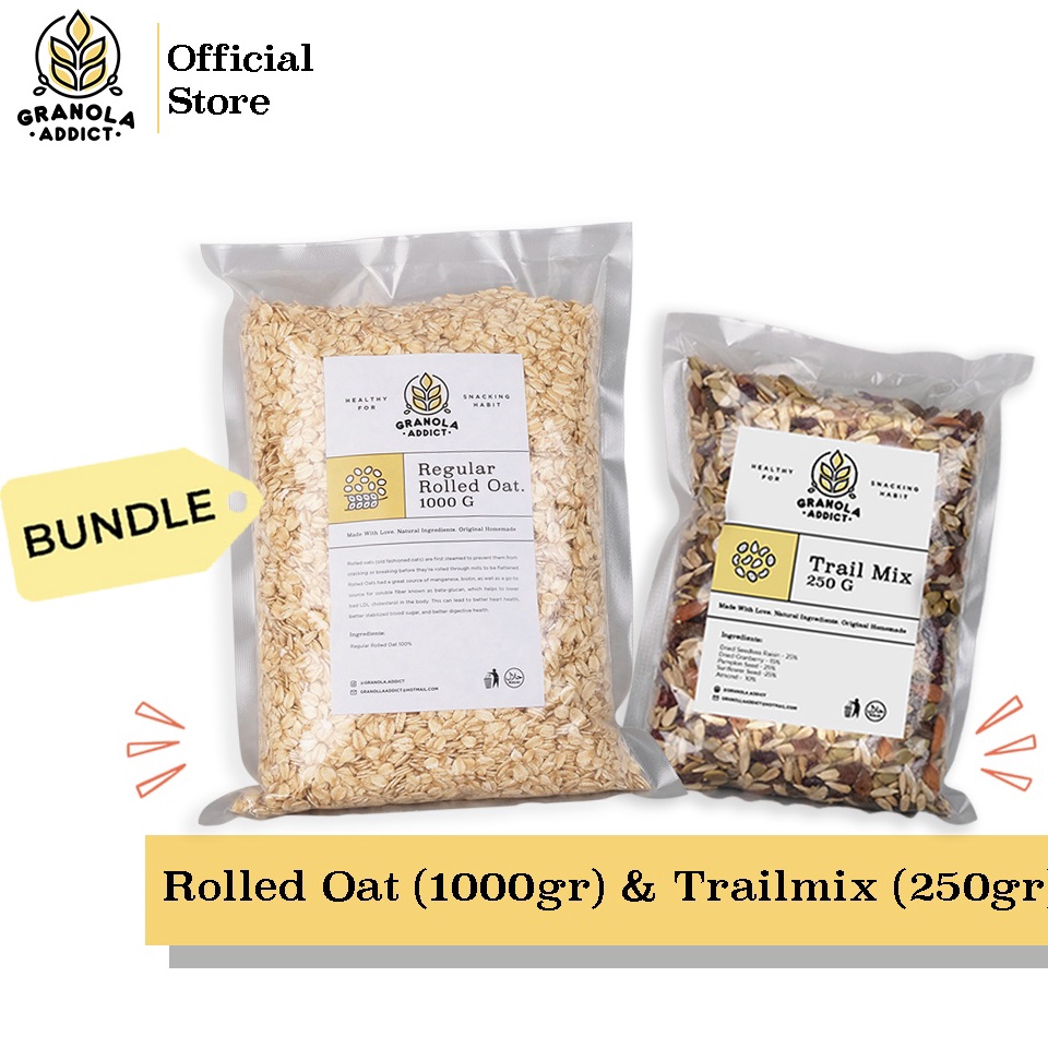 

SUPER LARIS A38 Granola Addict - Paket Rolled Oat 1KG + Trail Mix 250G ゝ