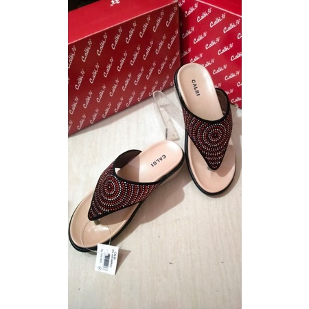 Sandal Wedges Jepit Selop Motif Banyak model Calbi original
