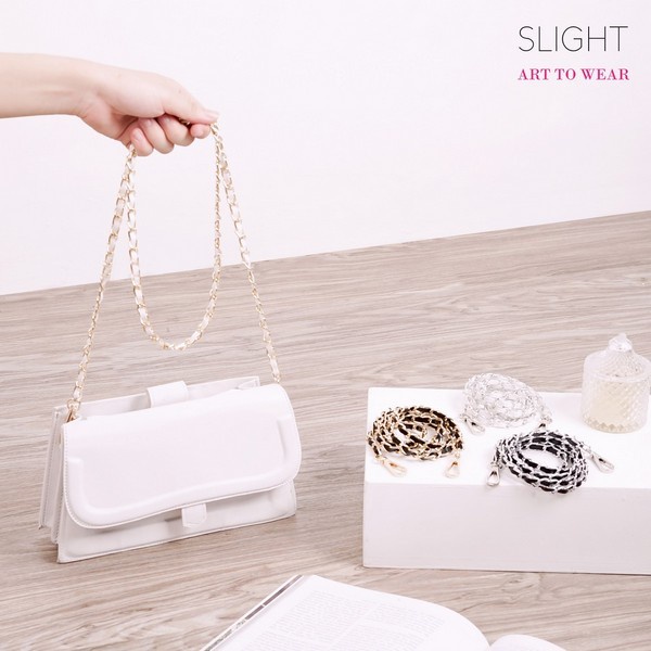 Terlaris Rantai Tali Tas Clutch Panjang Stella Hitam Putih Silver Emas