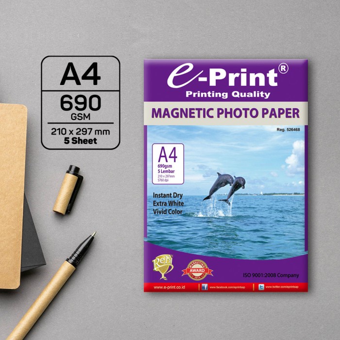 

Terlaris E-Print Magnetic Photo Paper A4 690 Gsm