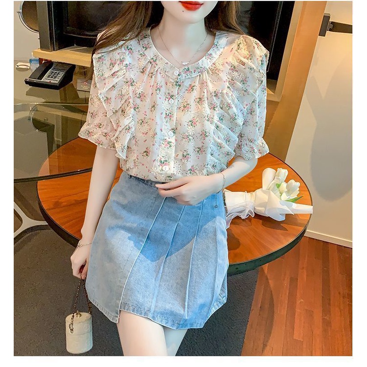 Kemeja sifon bunga baru musim panas