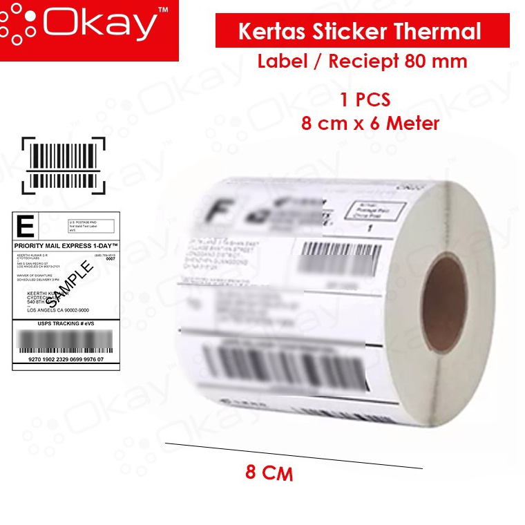 

❄️ READY STOK ❄️ OKAY Kertas Sticker Thermal 80 MM cocok untuk printer Label 80mm continuous paper