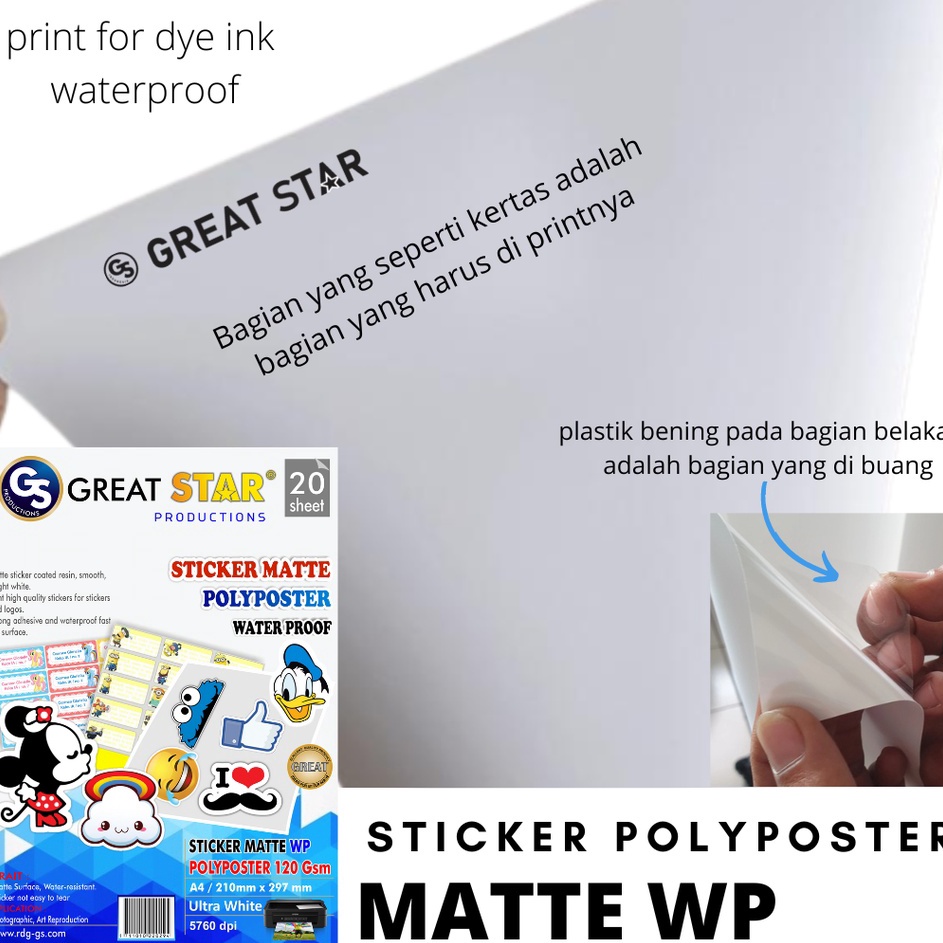 

Terbaru STICKER MATTE POLYPOSTER WP PLASTIK(ANTI AIR/WATER PROFF) A4/20