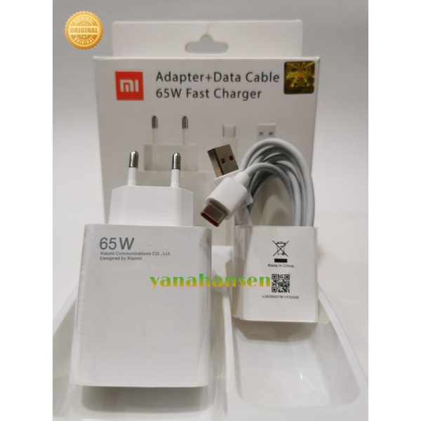 CHARGER XIAOMI REDMI 10 REDMI NOTE 9 PR0 ORIGINAL FAST CHARGING 65W