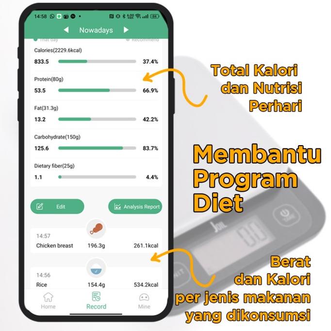 Timbangan Makanan Kalori Diet Bluetooth Smart Food Scale Digital Joil