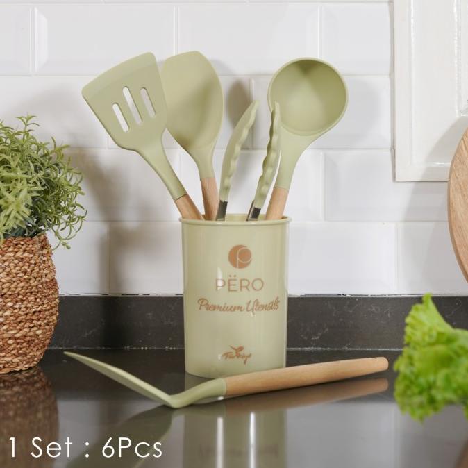 Pero Spatula Silicone Tahan Panas Set of 6 / Spatula Set dengan Holder