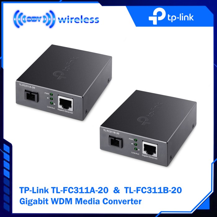 TPLink Media Converter FO to LAN Gigabit Single-mode SC AB, Sepasang