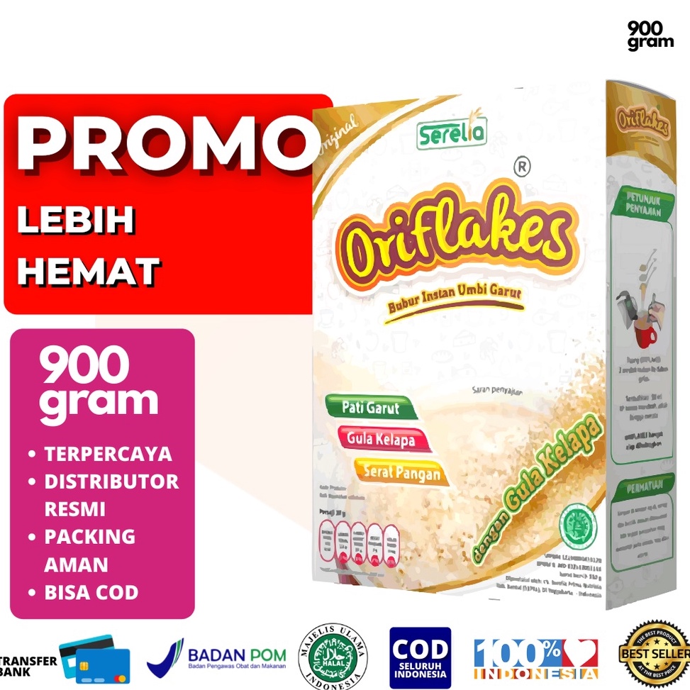 

READY STOCK O36 ORIFLAKES GASTRO Maag Asam Lambung & Gerd Makanan Sarapan Sehat Alami Sereal Pati Umbi Garut 900 gram ア