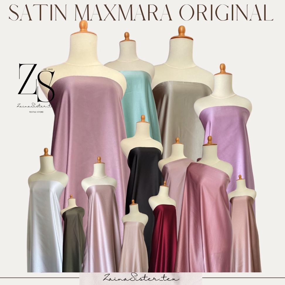 >XC26619<  Bahan Satin Maxmara Silk Lux Premium Meteran Mewah Warna Hijau Sage Green