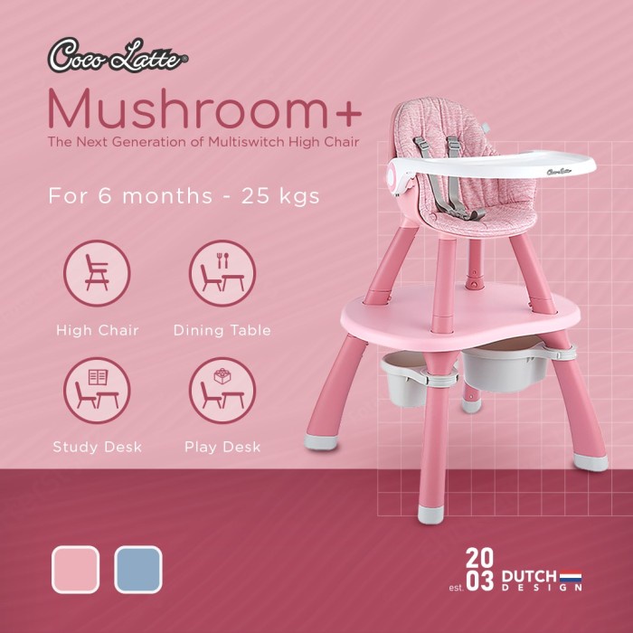 Cocolatte High Chair Kursi Makan Bayi Mushroom + / Kursi Makan Anak