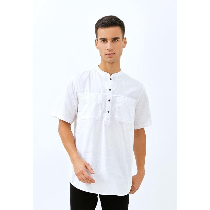 Kemeja Koko Pria Lengan Pendek Lois Jeans Original Kls397Wh Dreamy.Fashion3