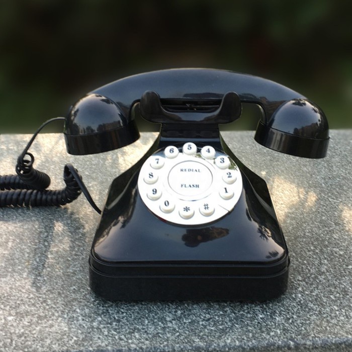 DELTA Telepon Rumah/Landline Retro Antik Vintage Warna Hitam