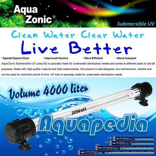 Aqua Zonic UV006 Lampu UV Celup Kolam 20watt Aquazonic Submersible UV ORIGINAL