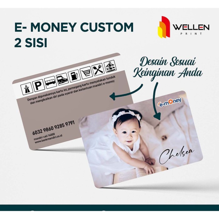 PREMIUM CETAK KARTU ETOLL E-TOLL CARD CUSTOM FOTO E - MONEY 2 SISI / DUA MUKA BEST QUALITY