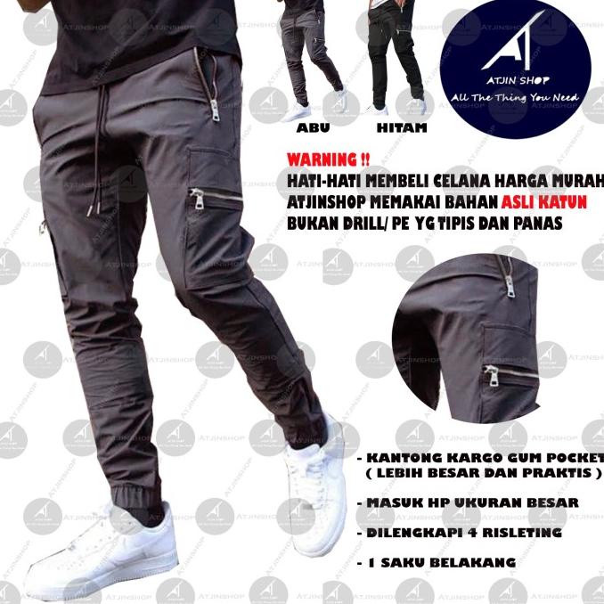 Celana Panjang Joger Jogger Kargo Stealth Pria Katun Stretch Lembut