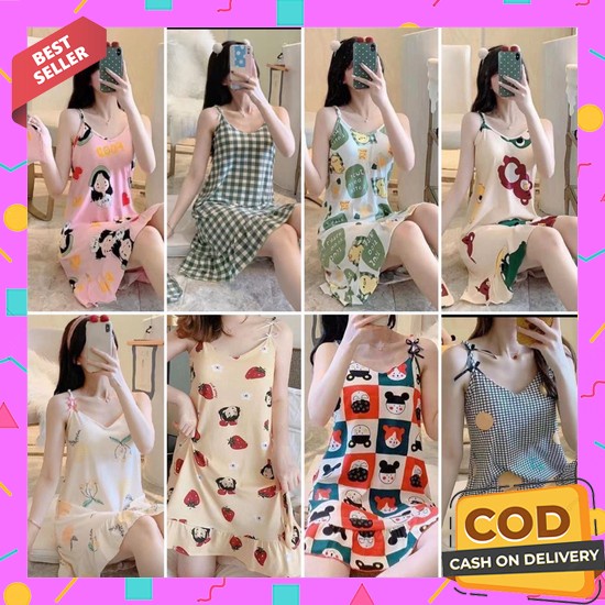 Daster Viral Kekinian Baju Tidur Remaja Korea Homydress Model Terbaru  Daster Dress Tali Satu Impor