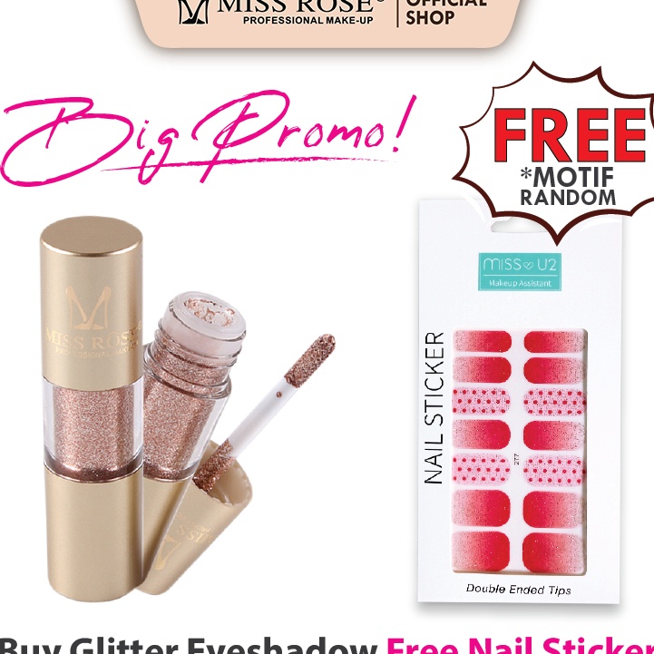 Best Seller✲➮ IJDTW Miss Rose Single Eyeshadow Glitter GRATIS Nail Sticker lucu Motif Random M42 ⋆Ba