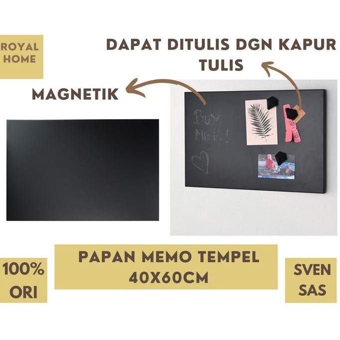

Iksvensas Papan Memo Tulis Tempel Hitam Steel Memo Board 60X40Cm