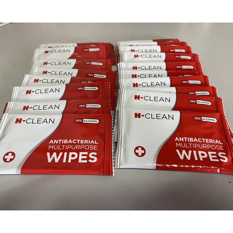 ➝Ready➜ RPFMW Alcohol wipes H-CLEAN 70% isopropyl antiseptik tisu basah sachet 20pcs F34 ➶Laris