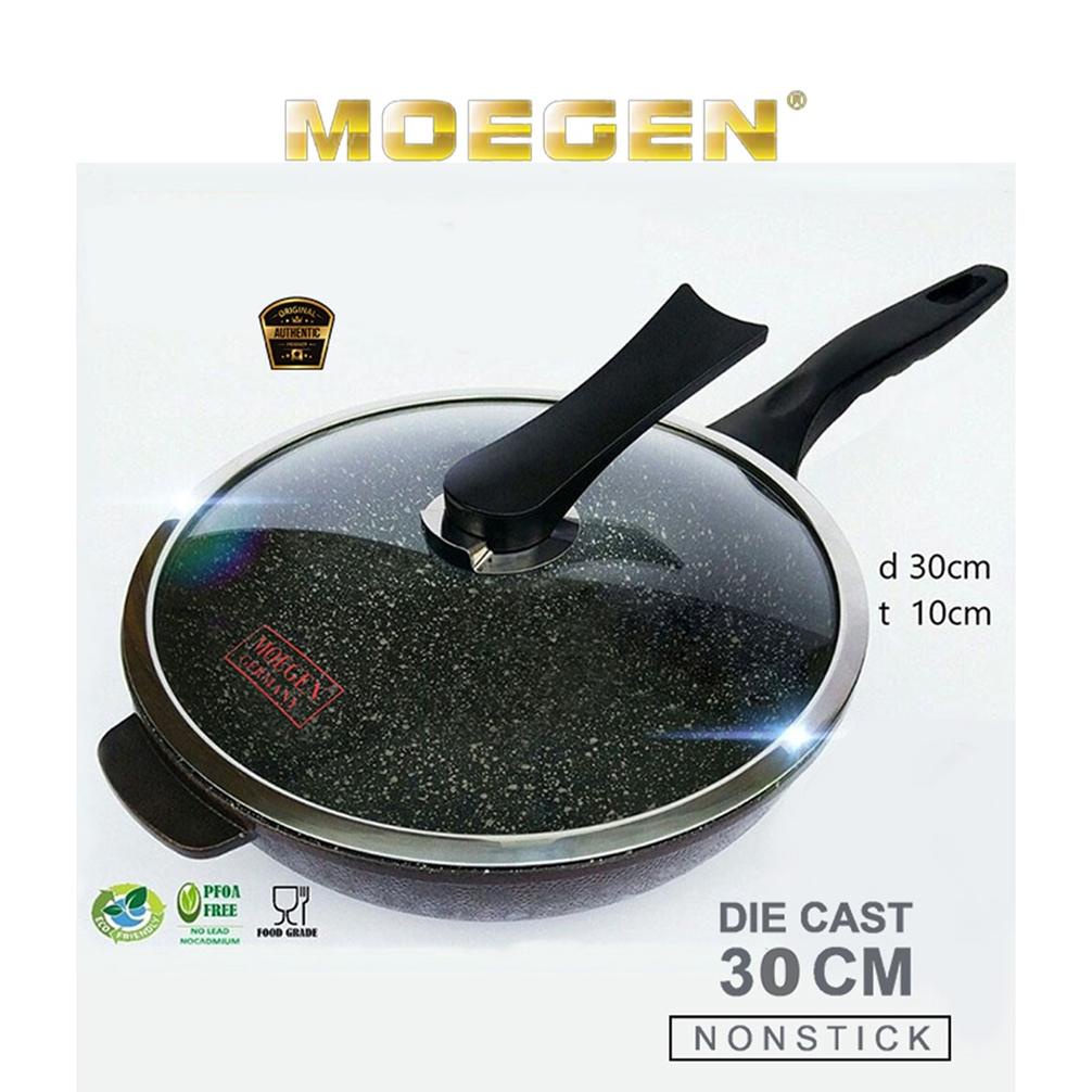Grosir Moegen Wo Pan /Panci Wajan Wok Pan 30Cm Penggorengan Marble Granite Anti Lengket Original