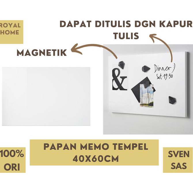 

Iksvensas Papan Memo Tulis Tempel Putih Steel Memo Board 60X40Cm