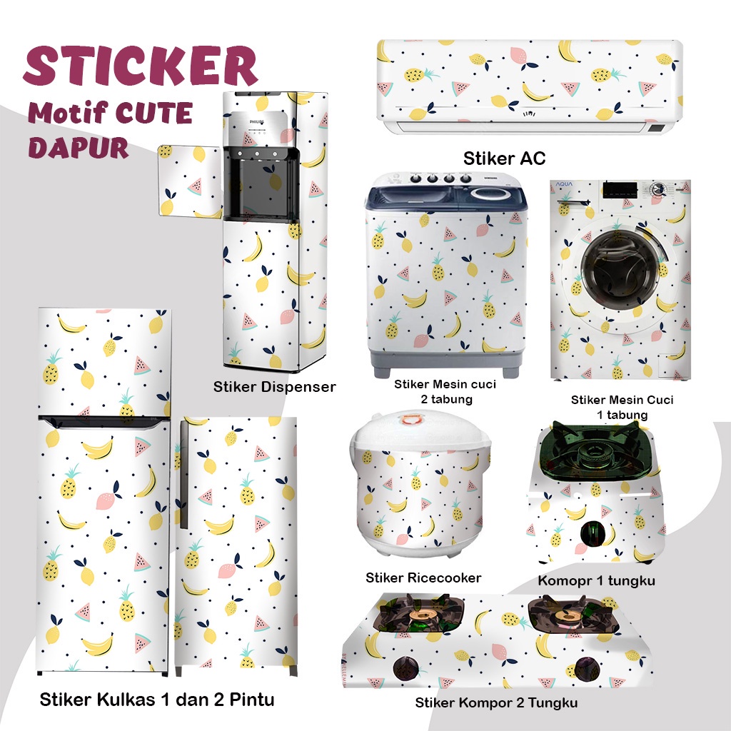 Stiker Stiker kulkas kompor mesin cuci 1 2 pintu tabung mata Rice Cooker Dispenser Ac Putih Kuning