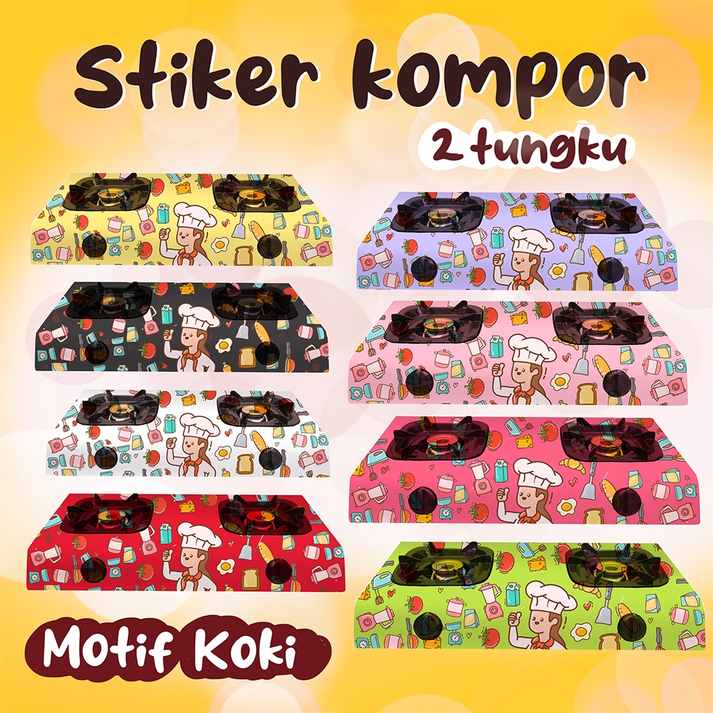 Stiker Setiker Sticker Kompor 2 Mata Tungku Motif Koki Kue Aestetik 100x50 Rinnai