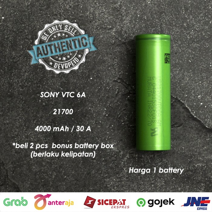 Terlaris Sony 21700 Vtc6A 4000Mah 30Amp Battery Baterai Authentic
