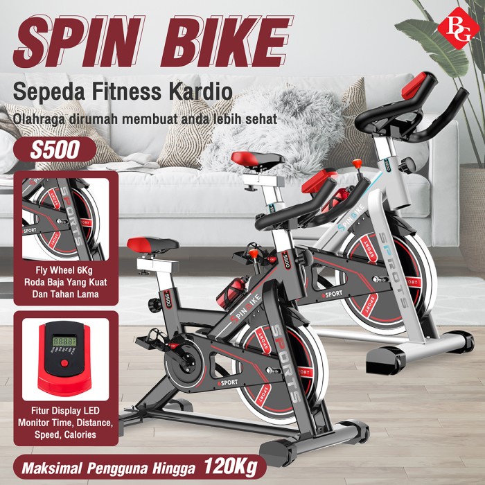 Terlaris Spin Bike / Spinning Bike / Sepeda Statis Model S-500 ( Black ) New