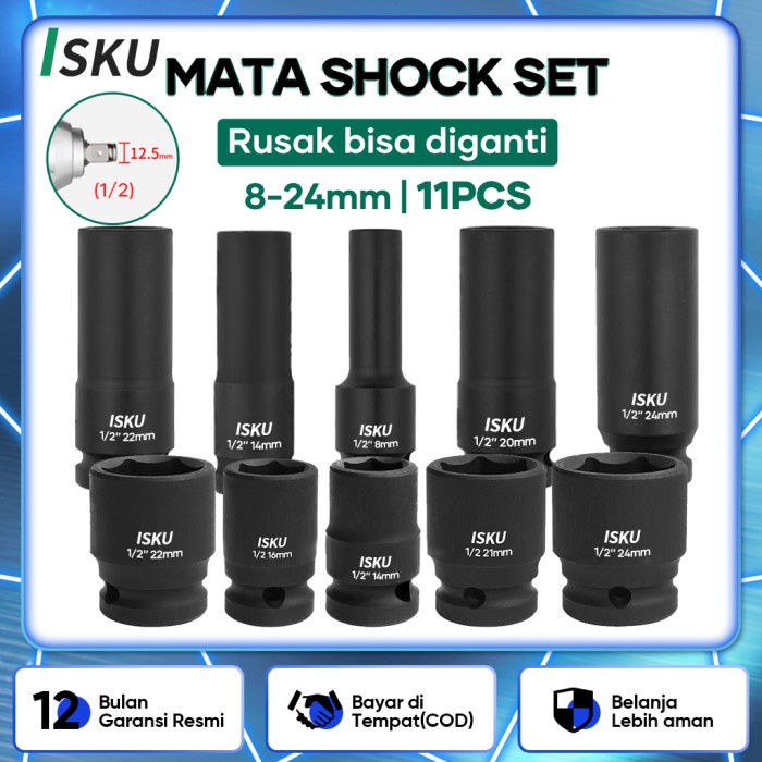ISKU Panjang mata kunci sok impact/mata sock set 1/2" drive socket kok