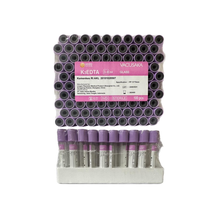 VACUSAKA EDTA K3 3ML / TABUNG EDTA 3 ML