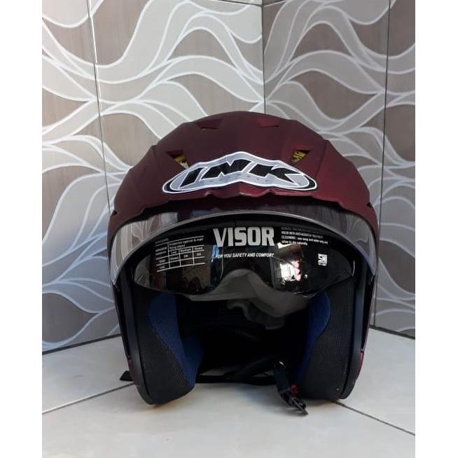 Terbaik Helm Ink T1 Model Terbaru Dobel Visor Maroon Dof  [Paking Kardus] Kyx