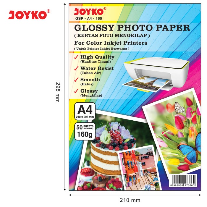 Glossy Photo Paper Kertas Foto Mengkilap Gsp-A4-160 50 Sheets Lembar