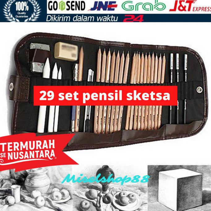 

set 29 pensil sektsa gambar sketch drawing pencil free pouch exclusive