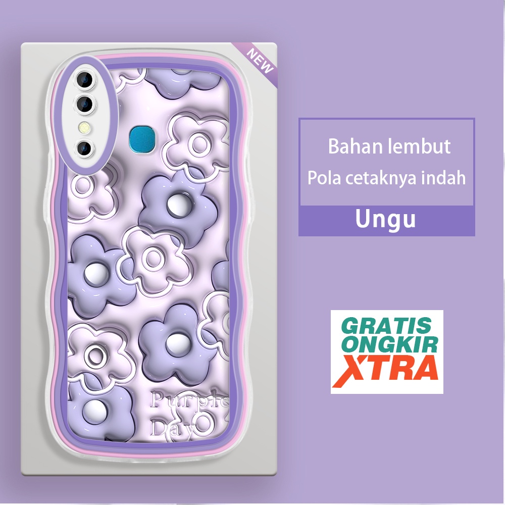jinsouwe Infinix Hot 8 Pro 9 10 11 12 Play 10 lite 11s NFC 12i Casing Ponsel  Pola Bunga ungu 3D  wa