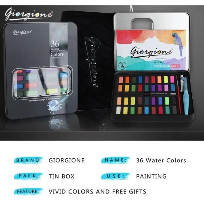 

Giorgione 36 colors solid watercolor box set