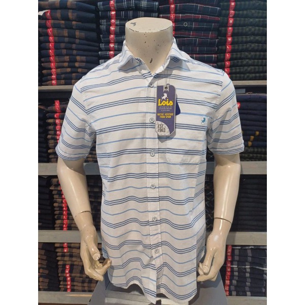 KEMEJA LOIS PRIA ORIGINAL 100% TERBARU PROMO PUTIH GARIS