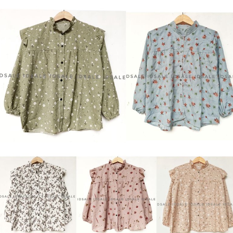 VIRAL|| PROMO SEBELUM HARGA NORMAL Blouse wanita motif bunga lengan panjang atasan perempuan kekinia