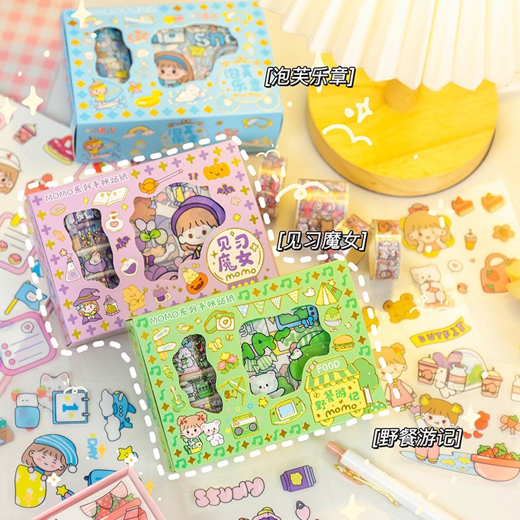 

[KODE PRODUK 6QCRR5838] Sticker Senmu Box Roll Washi Tape MOMO Stiker Waterproof DIY Lucu Scrapbook