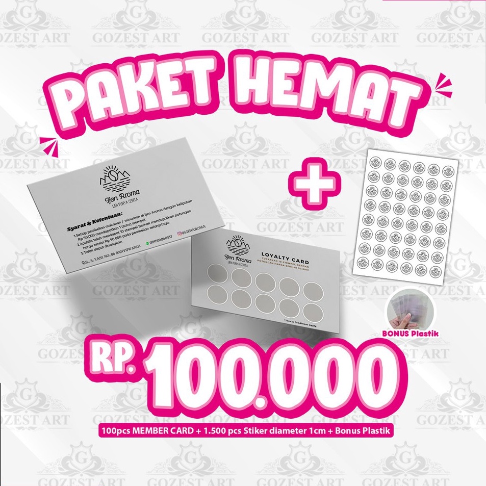 

[KODE PRODUK HIEEC7881] PAKET HEMAT! Member card dan Stiker / Loyalty Card Kartu Member Custom Kartu Langganan Sticker Logo