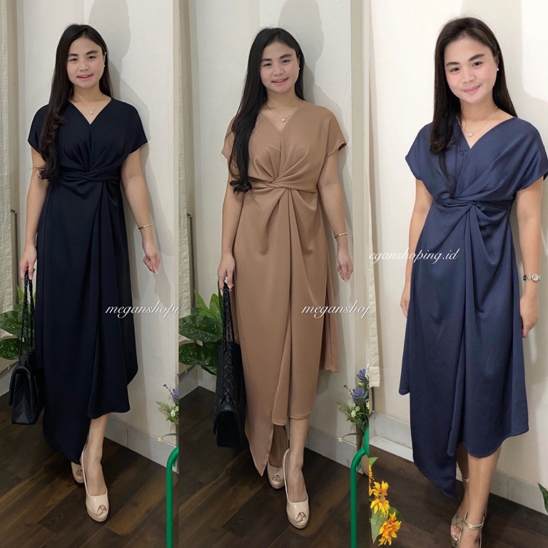 MURAH|| Diana Dress | Kasual Formal Midi Dress | Fashion Dress | Pakaian Wanita - meganshoping