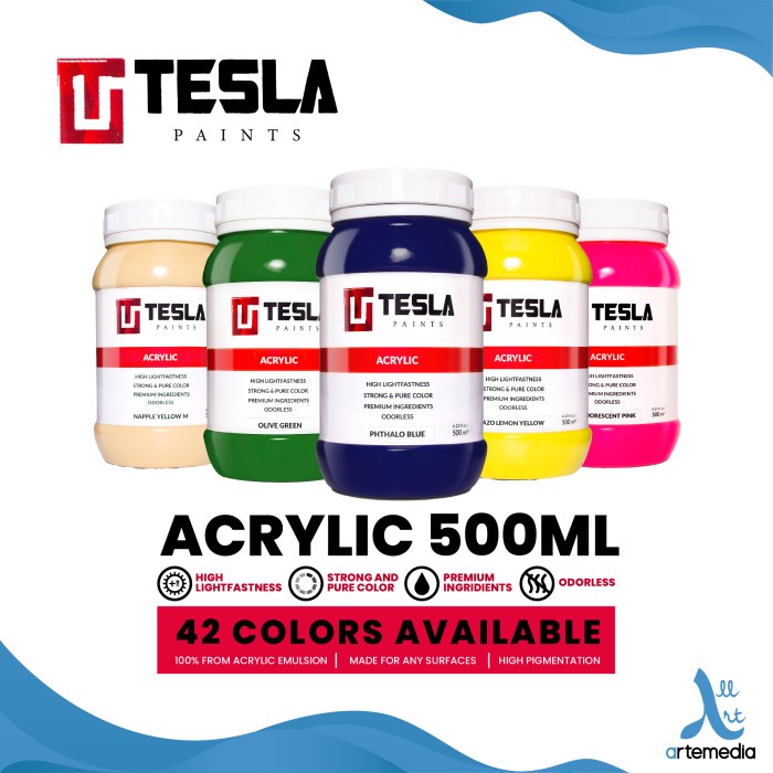 

Terlaris Cat Akrilik Tesla Acrylic Paint Color 500Ml Cat Mural - 02/02