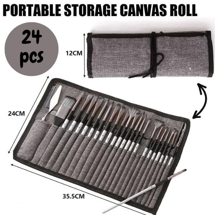 

Kuas Alat Lukis Set Cat Air Minyak Nylon Paint Art Brush Premium 24pcs