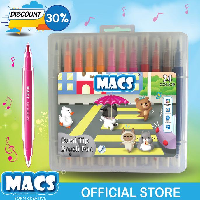 

Terlaris Dual Tip Brush Pen Marker Color 24 Warna Spidol SALE